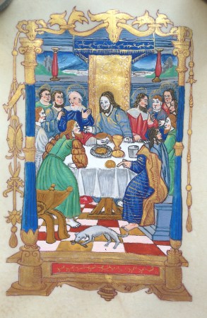 The finished miniature, done using historical paints on parchment.