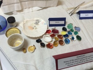 The paints I made (plus some modern gold paint for comparison)